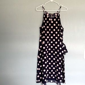 Navy and white polka dot sleeveless dress from Market & Spruce.